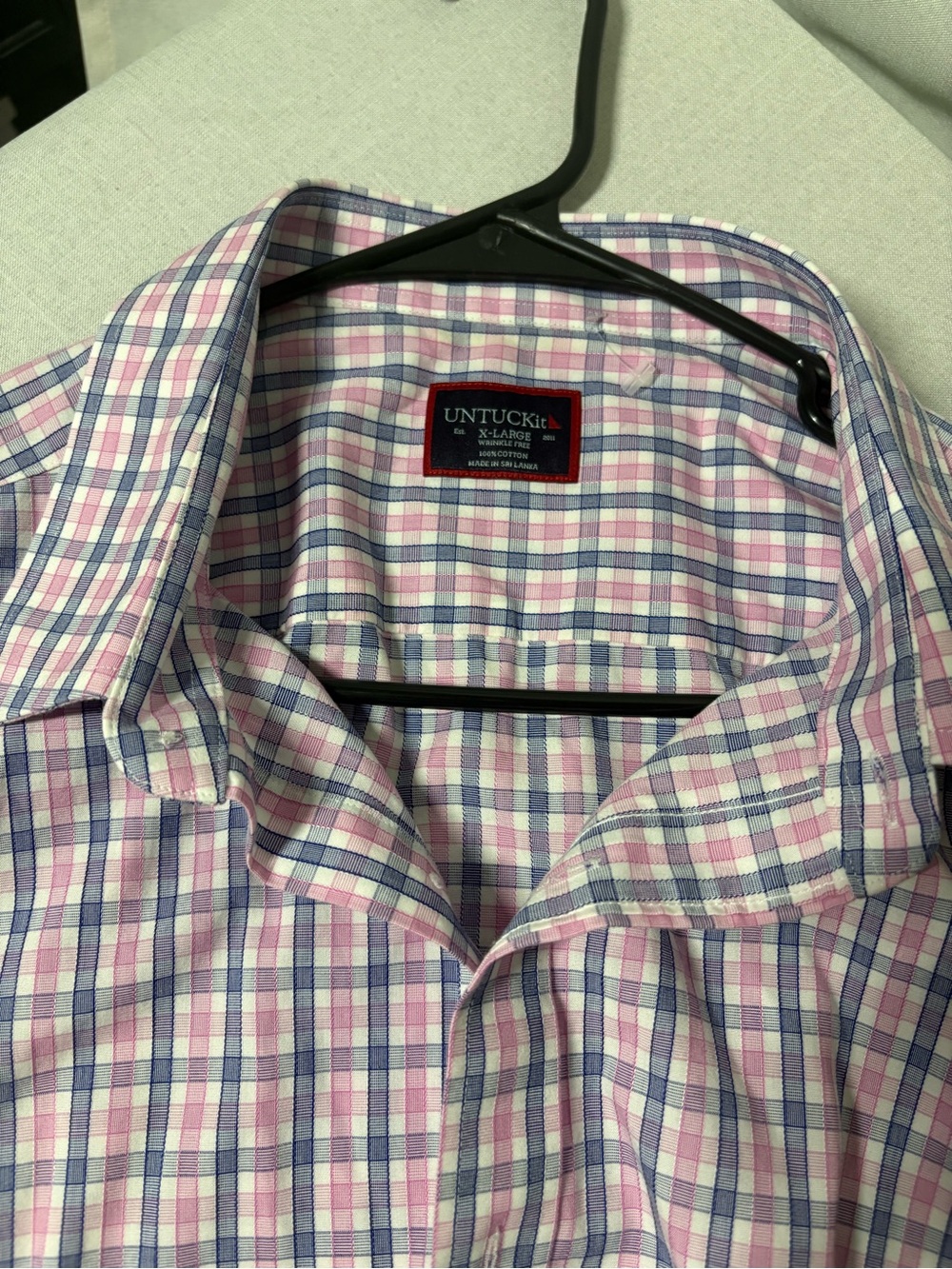 UNTUCKit Men’s Pink and Blue Plaid Button-Down Shirt
